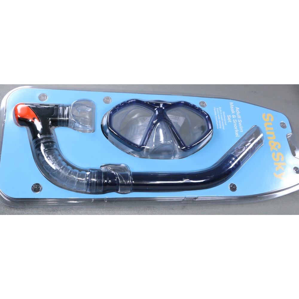 Sun&Sky Adult Swim Mask & Snorkel Set Blue Shatterproof Lenses Brand New Sealed